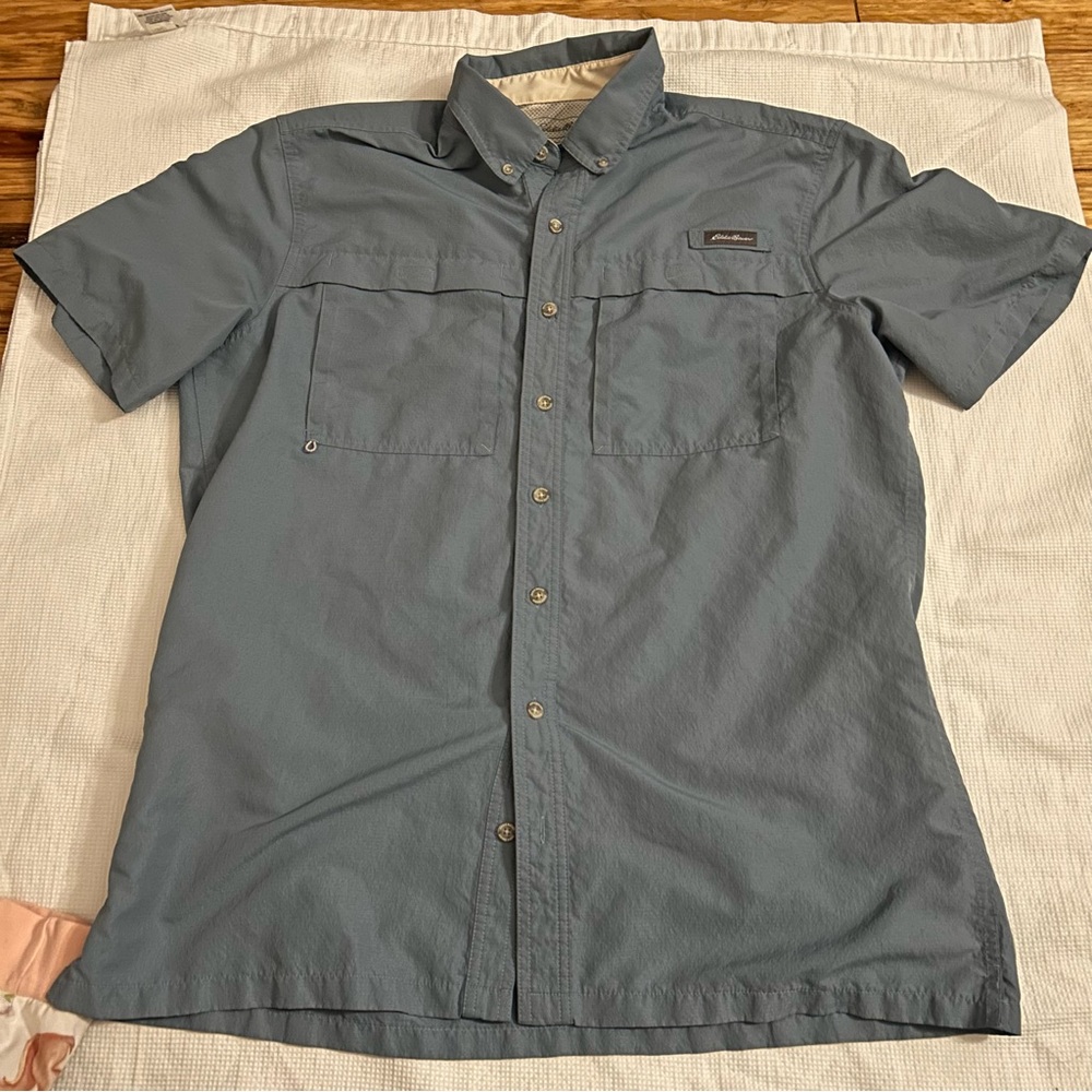Eddie Bauer Steel Blue Button-Down Shirt